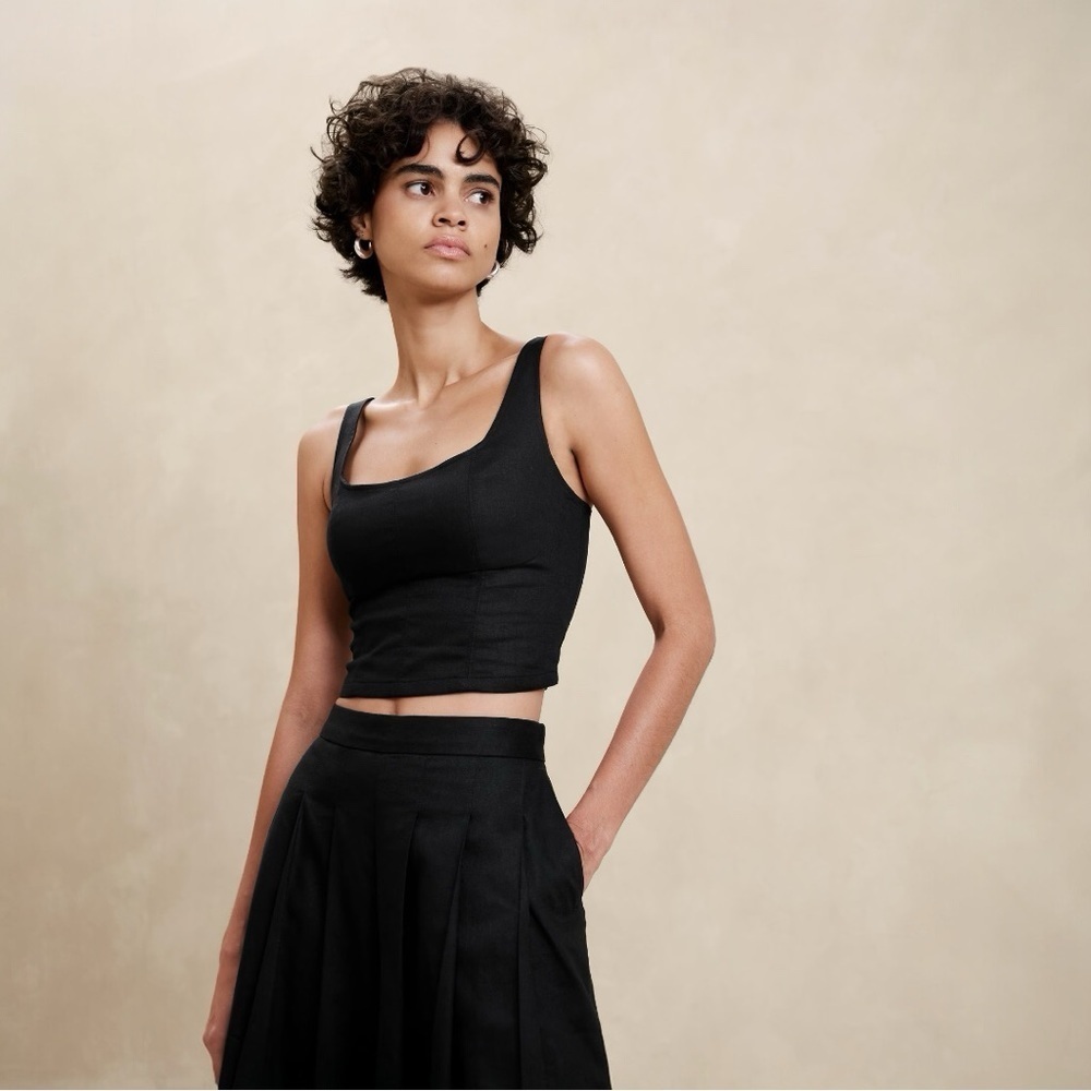 Banana Republic Cottagecore LINEN-BLEND CROPPED BUSTIER NWT